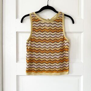 Mango Geometric Knit Tank - Multi Metallic